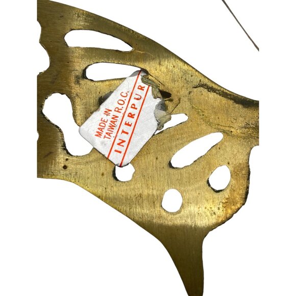 Vintage Interpur Brass ? Butterfly Wall Decor Plaque Set/2 Spring Wing Fly Read - Picture 4 of 11